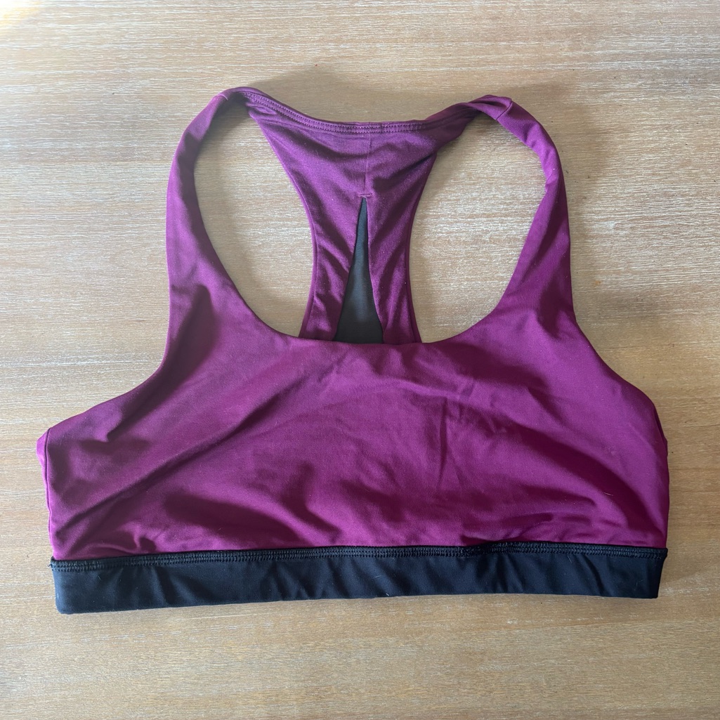 Lululemon Invigorate Sports Bra In Marvel Berry Black Combo, Mesh Inset, Size 12